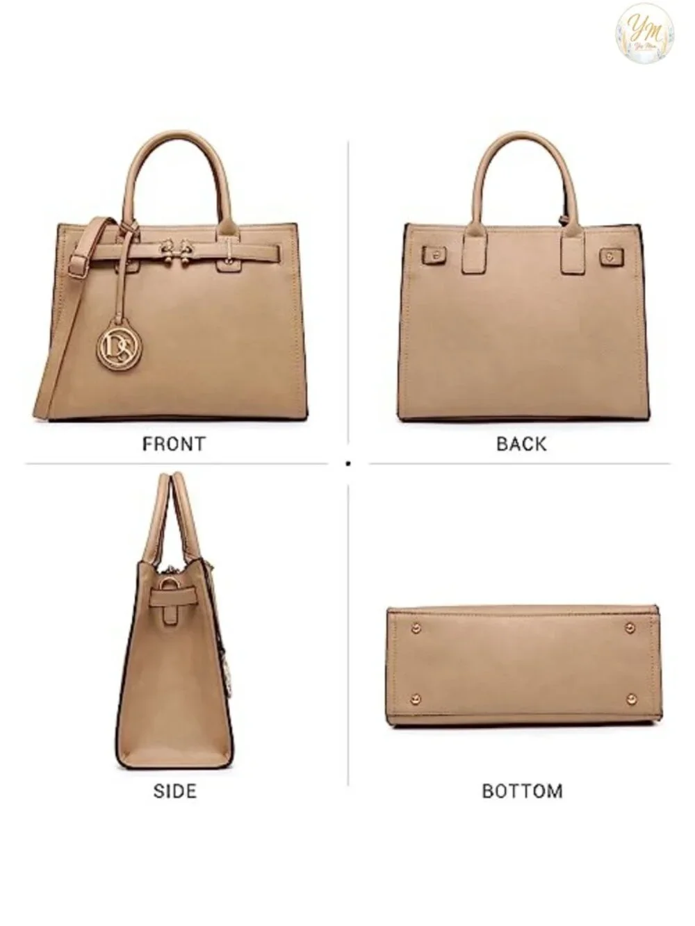 Structured Satchel Purse Pebbled Vegan Leather Work Handbag Tote Shoulder Bag